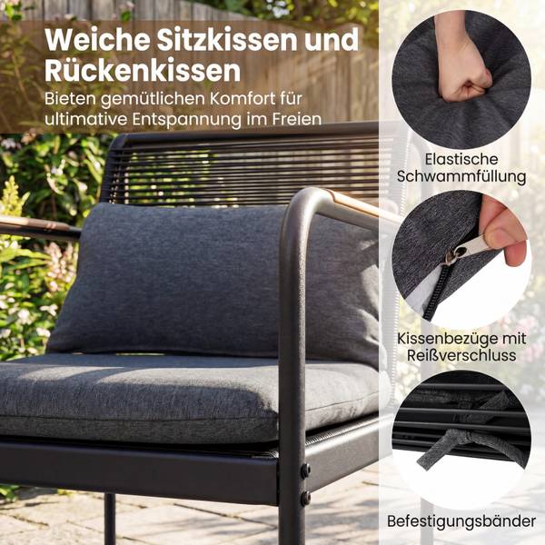 Gartenmöbel Set ZB34984SD 4-tlg. Grau - Rattan - 73 x 77 x 112 cm