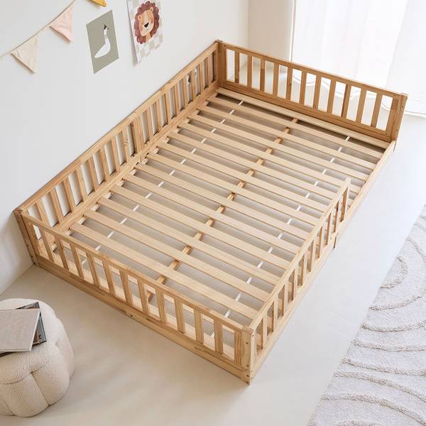 Montessori Bodenbett Nid Hellbeige - 145 x 45 x 205 cm