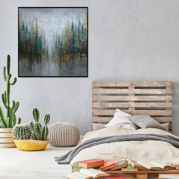 Metalbild mit Rahmen Wald ADS16216 80 x 80 cm