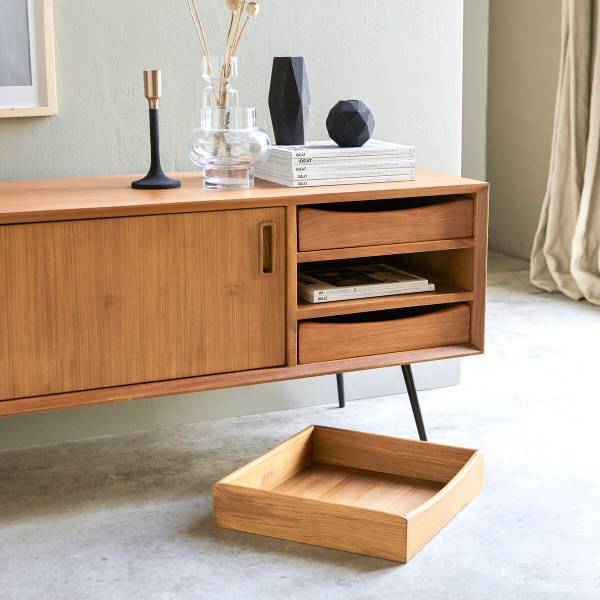 TV-Schrank Simen Beige - Mahagoni - 156 x 58 x 46 cm