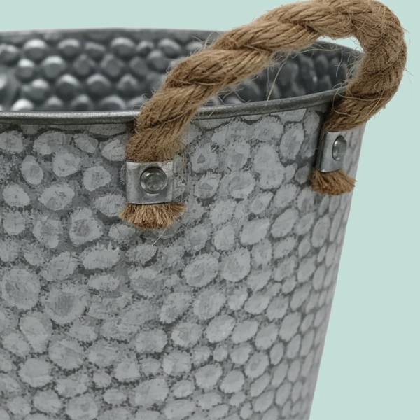 Blumentopf 6er Set Übertöpfe Silber - Eisen - 15 x 16 x 15 cm