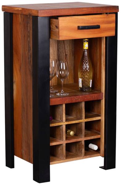 Weinschrank Venosa Braun - Mango - Eisen - 56 x 102 x 45 cm