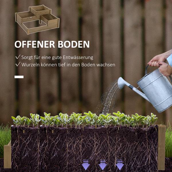 Hochbeet BB5417 Braun - Massivholz - 122 x 51 x 122 cm