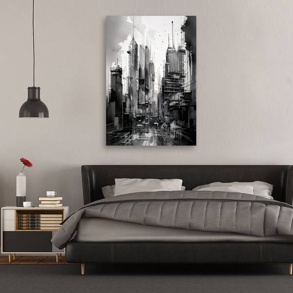 Wandbild stadt architektur aquarell 70 x 100 cm