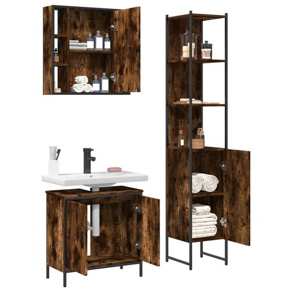 Badmöbel 3033723 3-teilig Braun - Holzwerkstoff - 16 x 60 x 60 cm