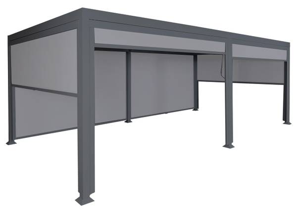 Alu Pergola L41 met 6x zijwand grijs - aluminium - 590 x 224 x 306 cm