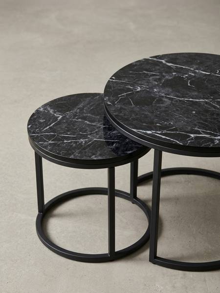 Satztisch MARMIX 2er-Set Schwarz - Holzwerkstoff - 50 x 45 x 50 cm
