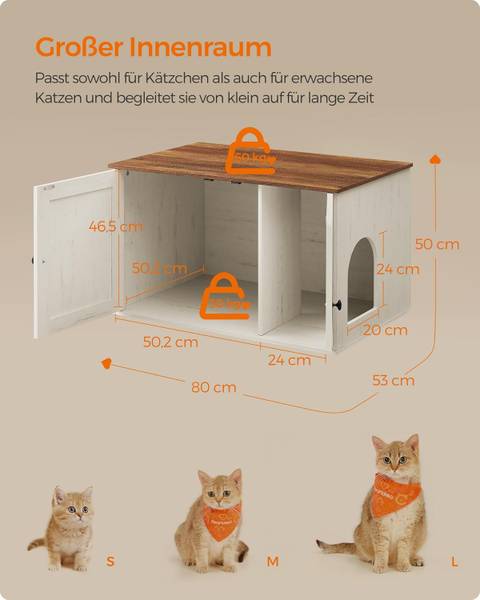 Katzenschrank 101405 Weiß - Holzwerkstoff - 92 x 59 x 11 cm