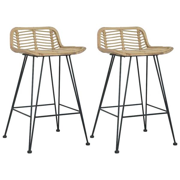 Chaise de bar 299549 lot de 2 Marron - Rotin - 46 x 79 x 48 cm