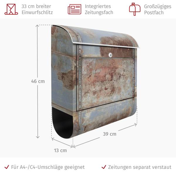 Briefkasten Camden Walls Grau - Stahl - 39 x 46 x 13 cm