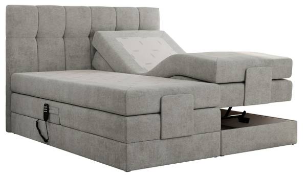 Boxspringbett VITTORIA Platingrau - H3 - Liegefläche Breite: 160 cm