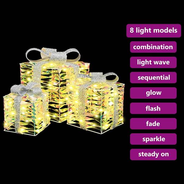 LED Geschenkboxen Deko 3-tlg 42019095 Kunststoff - 20 x 20 x 46 cm