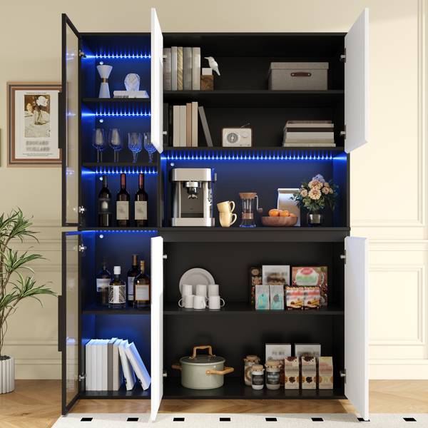 Hochschrank Ourea Ⅶ Schwarz - Weiß - Holzwerkstoff - 120 x 160 x 40 cm