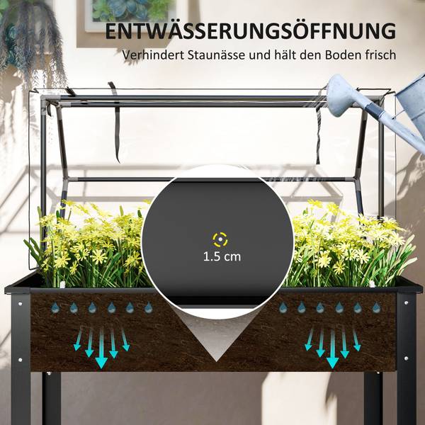 Hochbeet 84H-250V01BK Schwarz - Metall - 48 x 124 x 100 cm