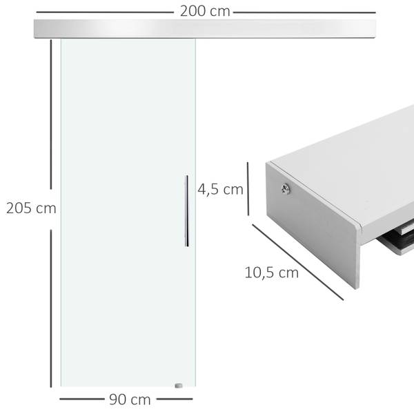 Schiebetor E7-0001 Glas - 1 x 205 x 90 cm