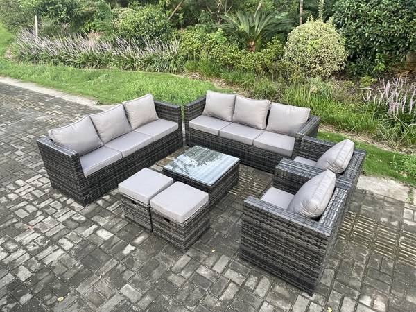 Loungegruppe E(7er-Set) Grau - Webstoff - 177 x 66 x 65 cm
