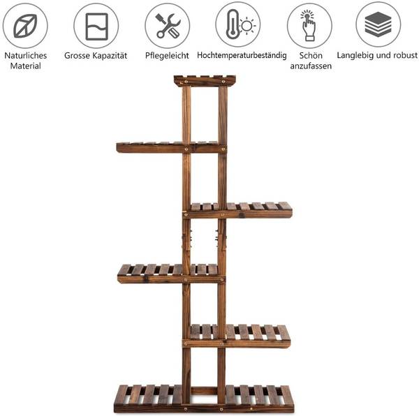Pflanzenregal Blumenregal Braun - Holzwerkstoff - 25 x 140 x 75 cm