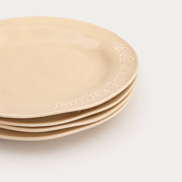 Dessertteller ISERNIA 4er-Set Beige - Porzellan - 20 x 2 x 20 cm