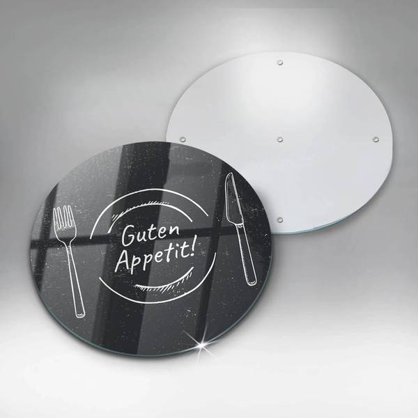 Schneidebrett Guten Appetit! Schwarz - Glas - 30 x 30 x 1 cm