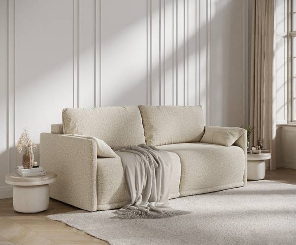 Schlafsofa mit Ecksofa Funktion Nappa Beige