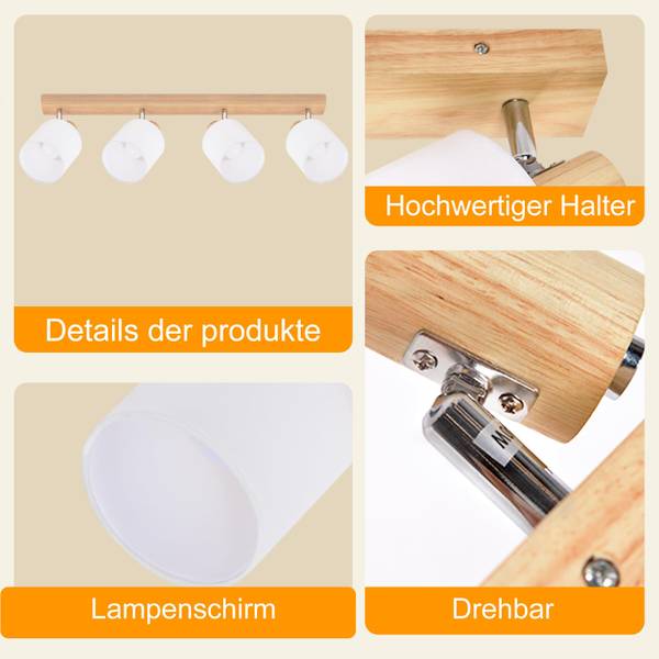Deckenstrahler DTLQM Braun - Reinweiß - 16 x 13 x 68 cm - Naturfaser - Textil