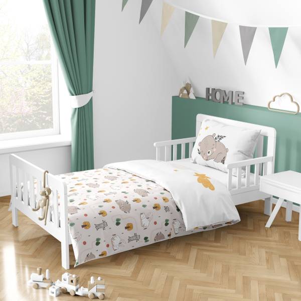 Babybettwäsche Schlummerbär 2tlg. Weiß - Textil - 100 x 135 x 1 cm