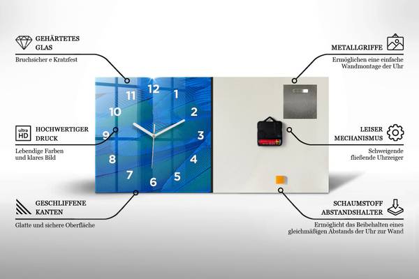 Wanduhr Sanfte Elfenbein Weiß - Glas - 60 x 30 x 1 cm