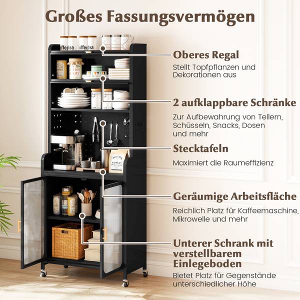 Küchenschrank JV11319DK Schwarz - Metall - 79 x 192 x 37 cm
