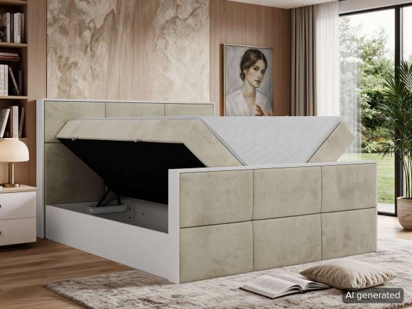 Boxbett DELVIT DUO Beige - Breite: 144 cm - H3