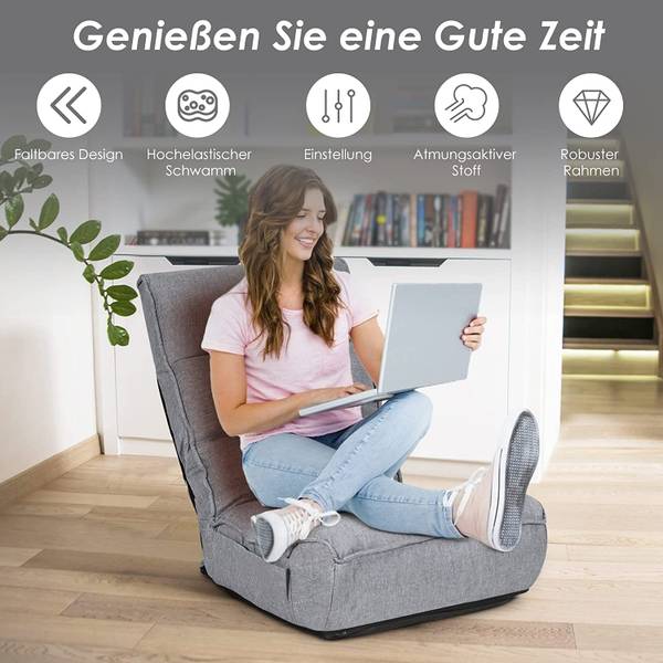 4-stufig Verstellbarer Bodenstuhl Grau - Metall - 111 x 78 x 60 cm