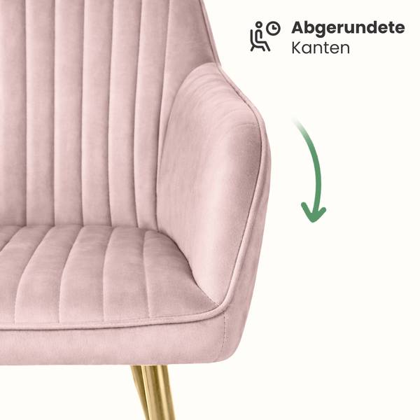 Esszimmerstuhl FLORENCE 6er-Set Gold - Hellrosa