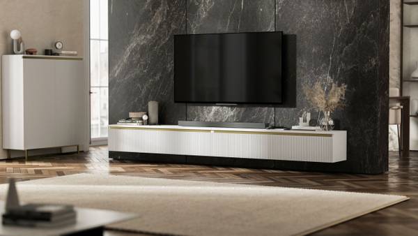 TV-Lowboard SELENE 2er-Set Gold - Weiß
