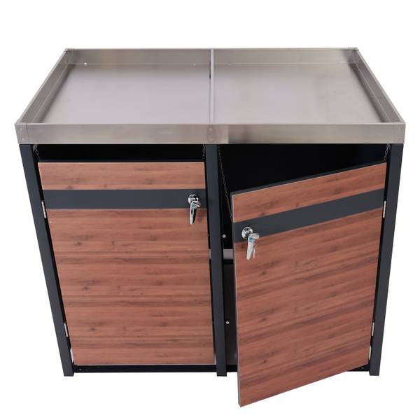 Mülltonnenverkleidung J82 (2er) Braun - Stahl - 132 x 125 x 80 cm