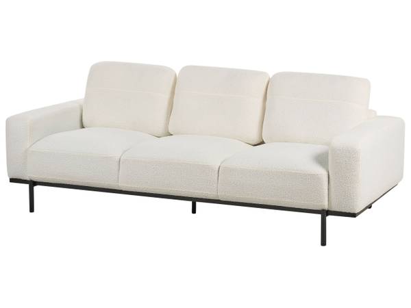 Driezitsbank SOVIK zwart - wit - natuurvezel - 215 x 72 x 87 cm