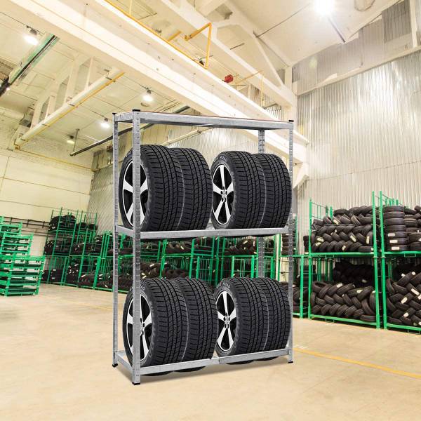 Reifenständer Werkstattregal 3 Ebenen Silber - Metall - 40 x 180 x 120 cm