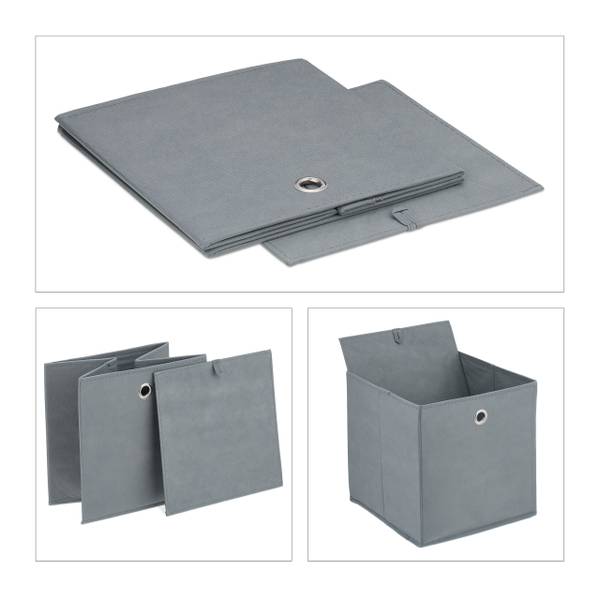 Lichtgrijze opbergmand set van 4 grijs - zilver - ijzer - 30 x 30 x 30 cm