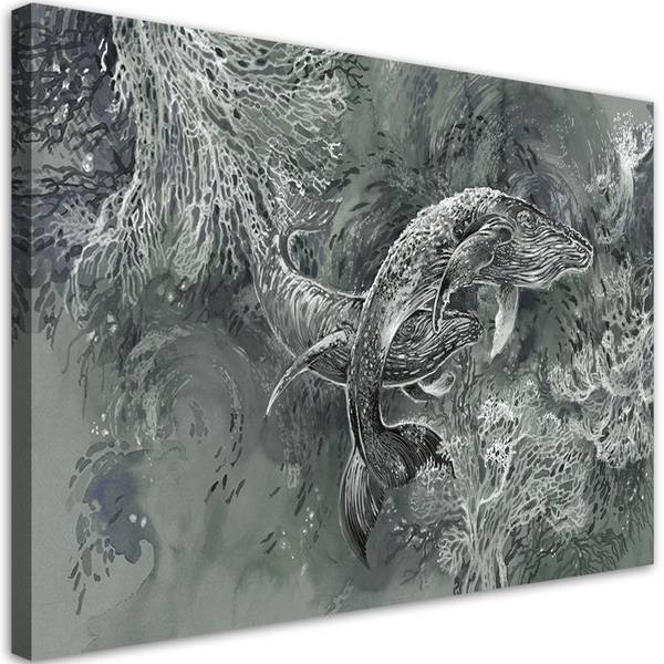 Wandbild paar buckelwale 90 x 60 cm