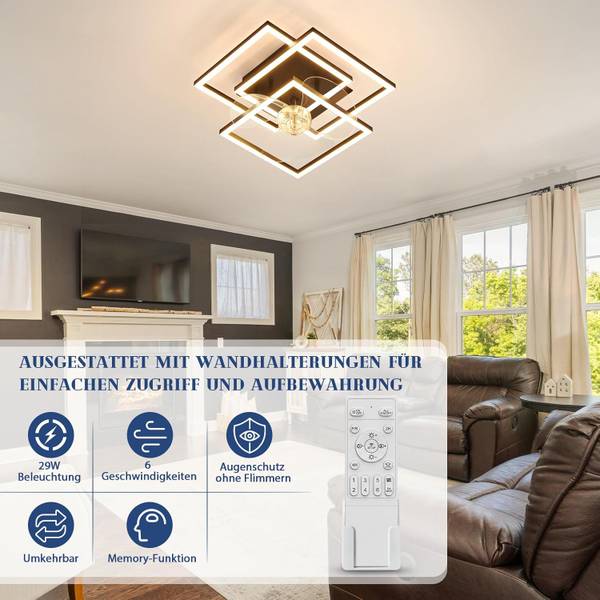 Deckenventilator Denmark Ⅲ Schwarz - Metall - 37 x 17 x 37 cm