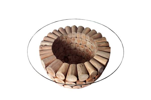 Couchtisch PURE NATURE Braun - Mango - Teakholz - Klarglas - 70 x 41 x 70 cm