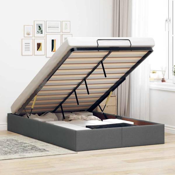 Ottomaanse Bedframe 3043717 donkergrijs - Breedte: 120 cm