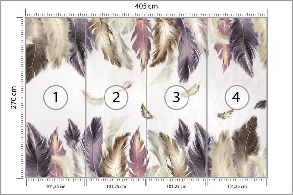 Fototapete bunte FEDERN Abstraktion 405 x 270 x 270 cm