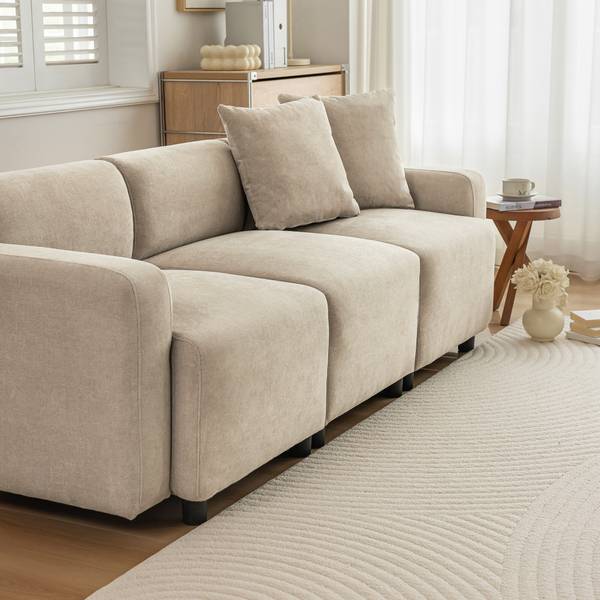 3-Sitzer-Sofa Shidads Beige - Textil - 67 x 71 x 211 cm