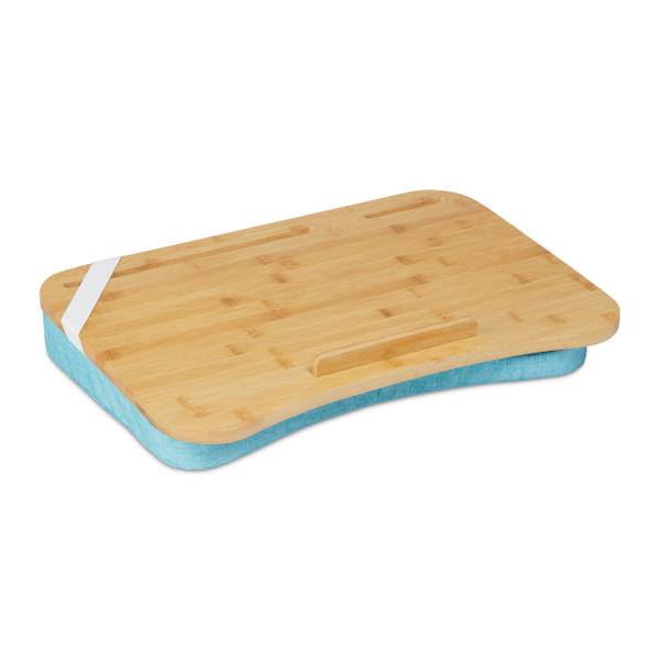 Support pour ordinateur portable en bleu Bleu - Marron - Polyester - 51 x 8 x 36 cm