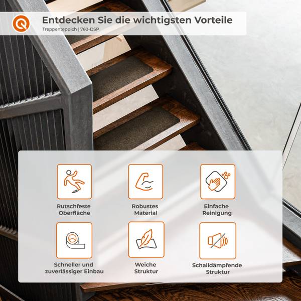 Selbstklebende Treppenstufen‑Matten DSP Creme - Höhe: 76 cm