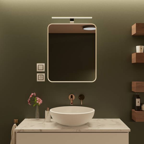 Spiegelschrank ZKR mit LED Weiß - Holzwerkstoff - 50 x 60 x 14 cm