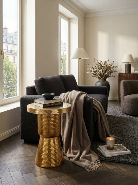 Beistelltisch ENNS Gold - Aluminium - 43 x 59 x 43 cm