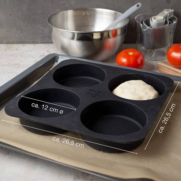 Burger Buns Backform Silikon Rund Grau - Silikon - 5 x 28 x 28 cm