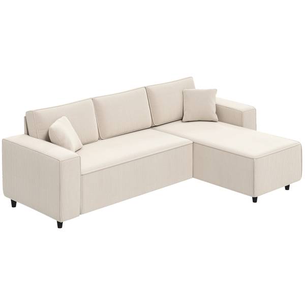 Ecksofa 83B-352V00CW Weiß - Cord - Nylon - 153 x 83 x 241 cm