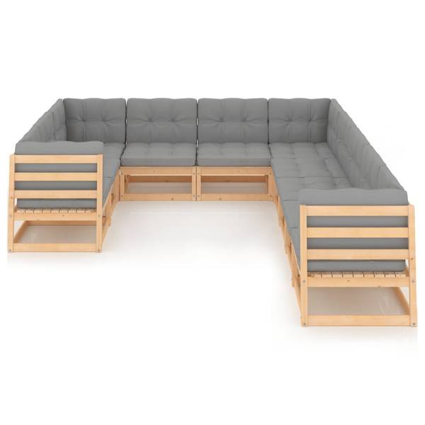Loungeset 3009720-2  (10-delig) bruin - polyester - grenenhout - 70 x 67 x 70 cm