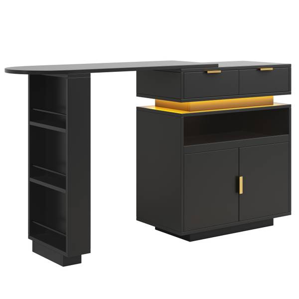 Bartisch QUASARRIFTZ Schwarz - Holzwerkstoff - 183 x 90 x 40 cm